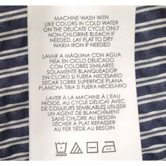 Cabi #5727 Top Blouse Women's Size S Small Navy White Seersucker Lace Cap Sleeve - Picture 9 of 15